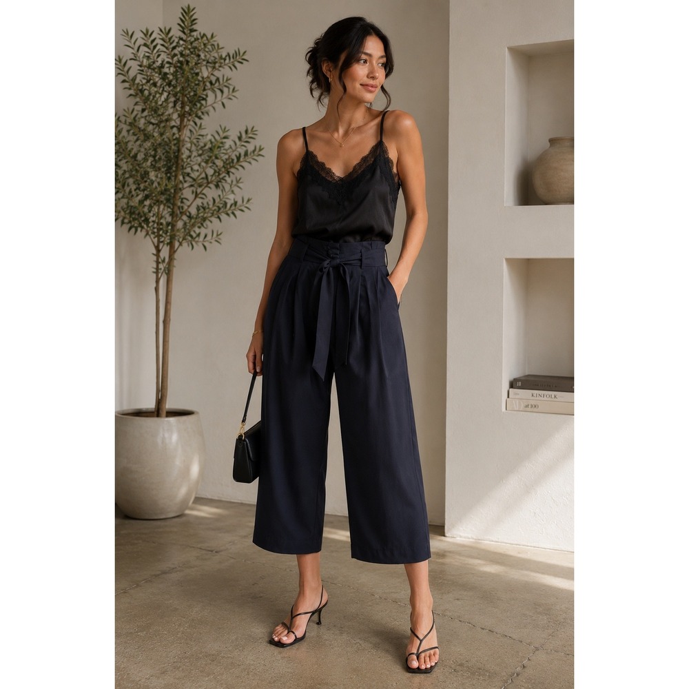 Michael Kors‎ Y2K Wide Leg Crop Pants Paperbag Waist Resortwear Office Size M